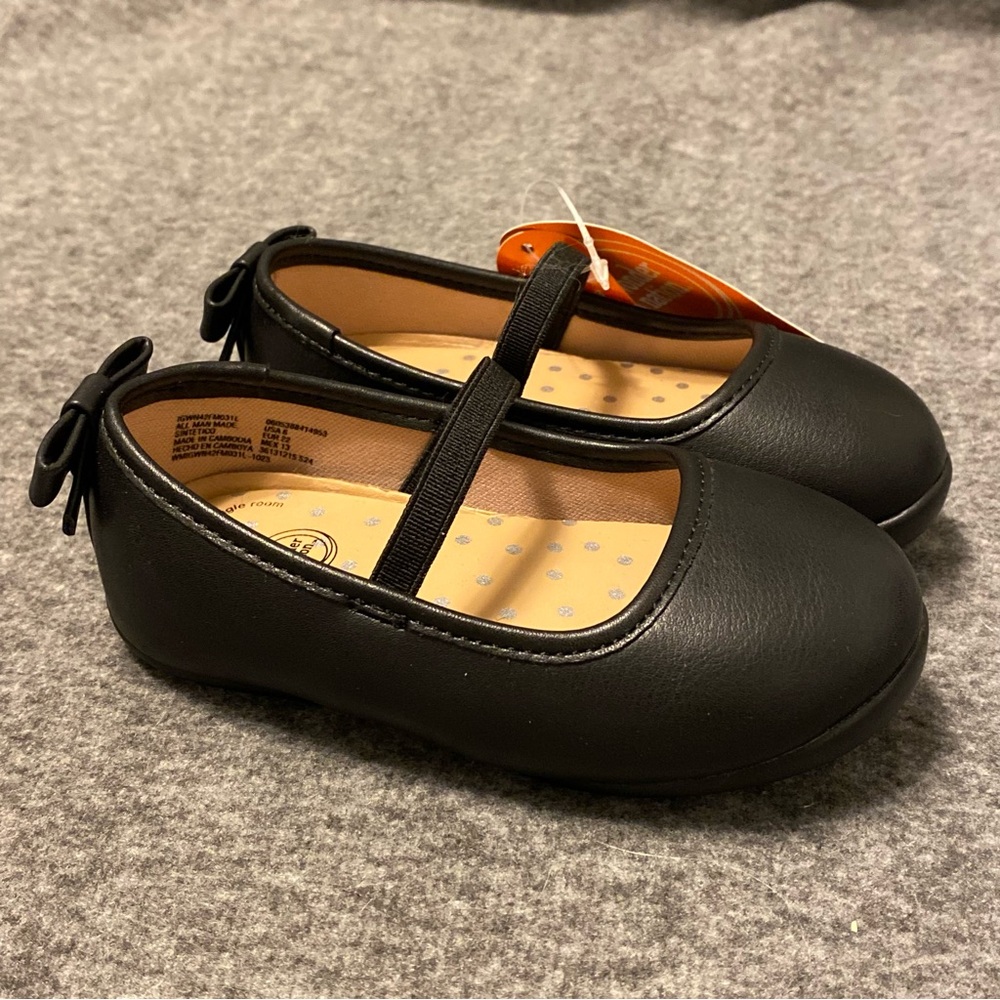 Wonder‎ Nation Shoes Girls Size 6 Black Kids' Mary Jane Back Bow New